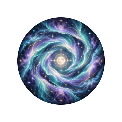 Aurora Halo Round Rug on a clean white background