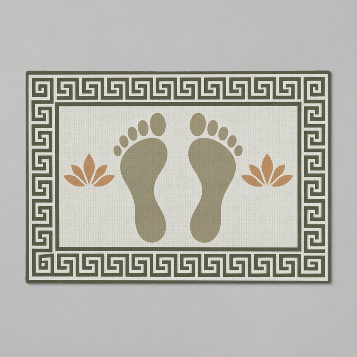 Kartela Footprints washable footprint bath mat in Sage Green, flat product view on a gray background
