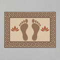 Kartela Footprints washable footprint bath mat in Beige, flat product view on a gray background