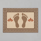 Kartela Footprints washable footprint bath mat in Beige, flat product view on a gray background