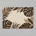 Kartela Monstera Frame washable tropical leaf bath mat in Beige, flat product view on a gray background