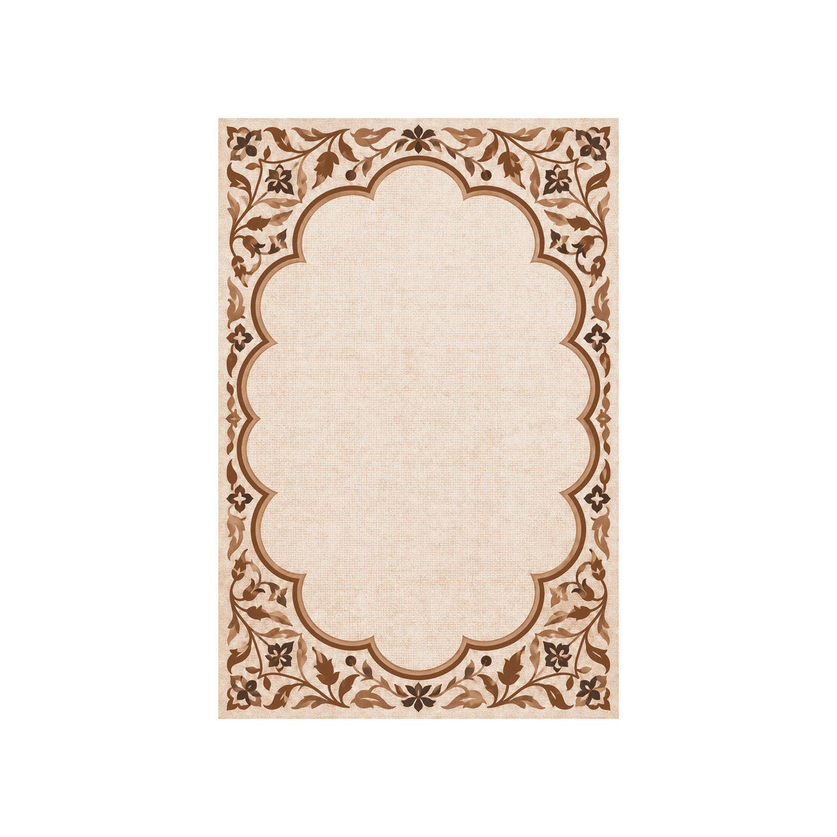 Kartela Cloud Frame washable classic bordered area rug in Copper, flat product view on a white background
