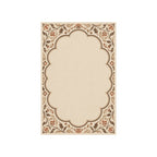Kartela Cloud Frame washable classic bordered area rug in Beige, flat product view on a white background