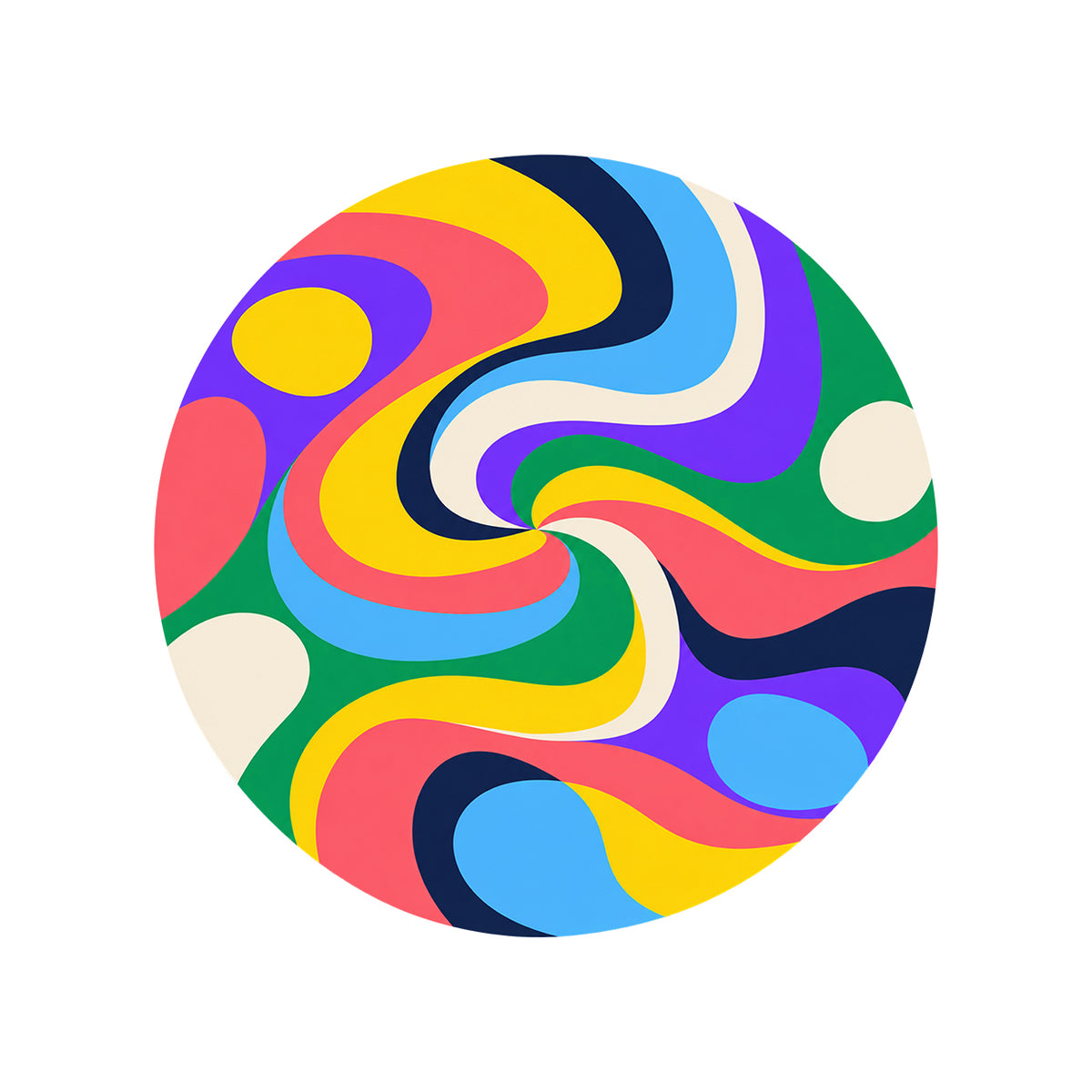 Candy Wave Round Rug on a clean white background
