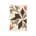 Kartela Tile Rhythm washable tulip motif area rug in Beige, flat product view on a white background