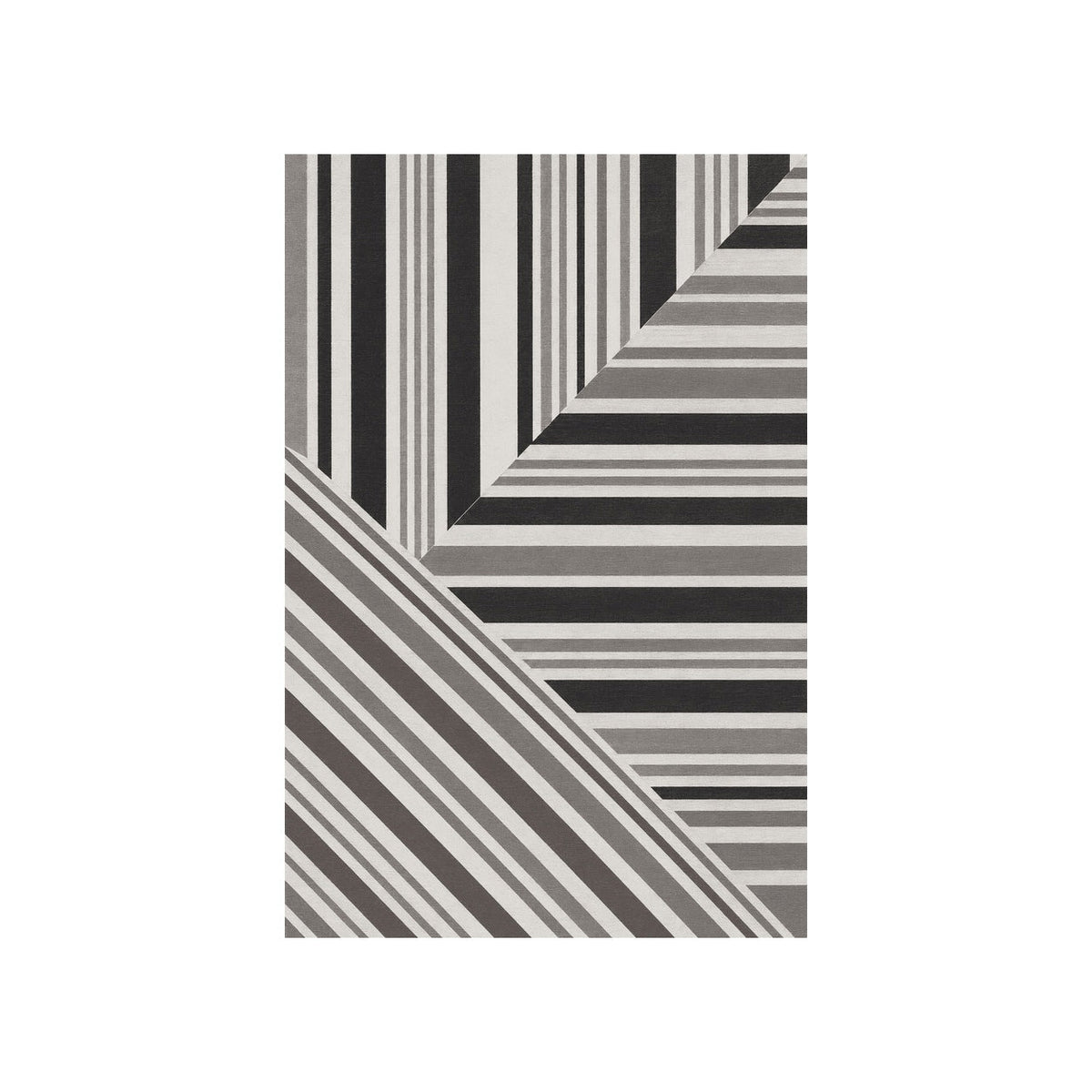 Kartela Block Stripe washable modern striped area rug in Charcoal, flat product view on a white background