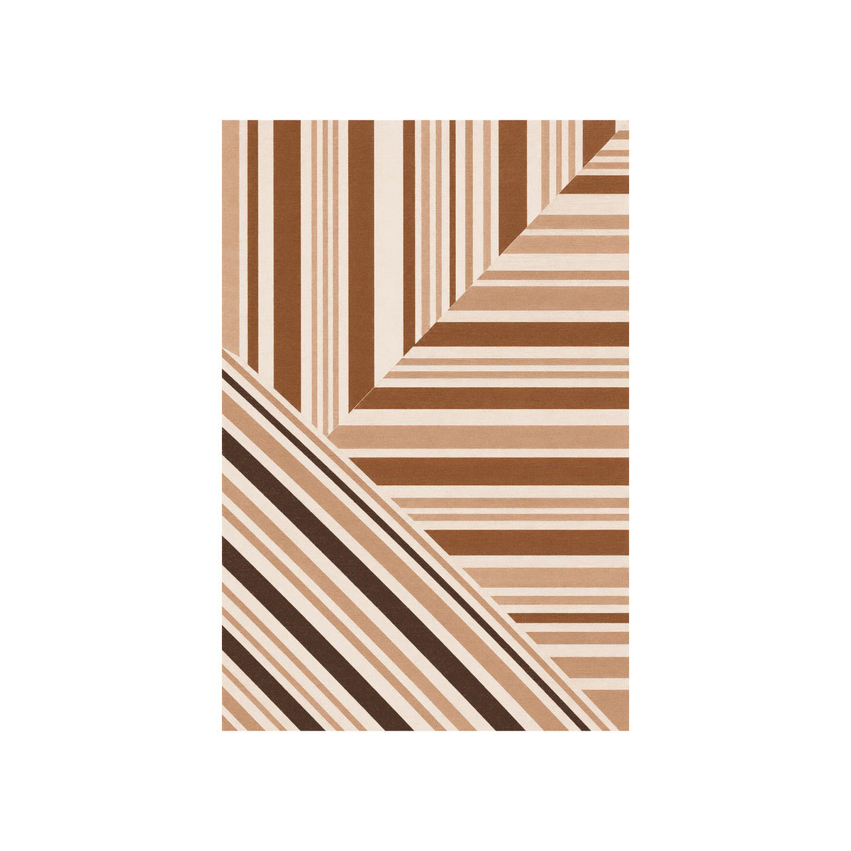 Kartela Block Stripe washable modern striped area rug in Copper, flat product view on a white background