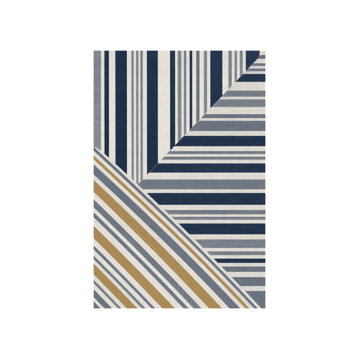 Kartela Block Stripe washable modern striped area rug in Navy, flat product view on a white background