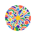 Confetti Orbit Round Rug on a clean white background