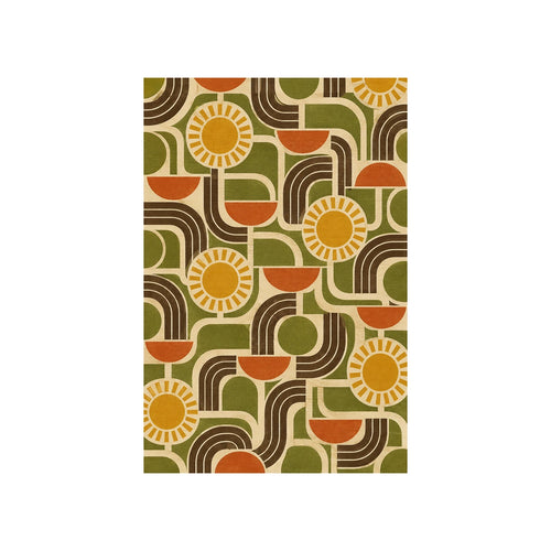 Avocado Sun Circuit Washable Area Rug clean product view