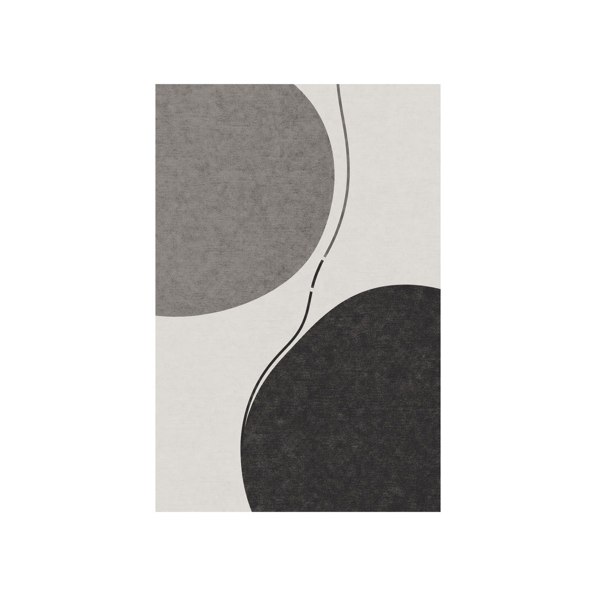 Kartela Balance washable abstract modern area rug in Charcoal, flat product view on a white background