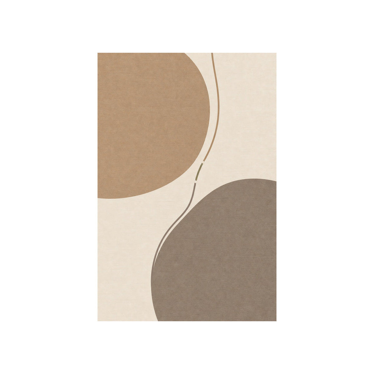 Kartela Balance washable abstract modern area rug in Beige, flat product view on a white background