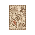 Kartela Seashell washable coastal seashell area rug in Beige, flat product view on a white background