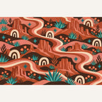 Desert Ribbon Rodeo western desert bath mat detail view