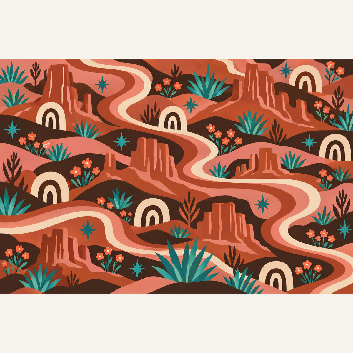 Desert Ribbon Rodeo western desert bath mat detail view