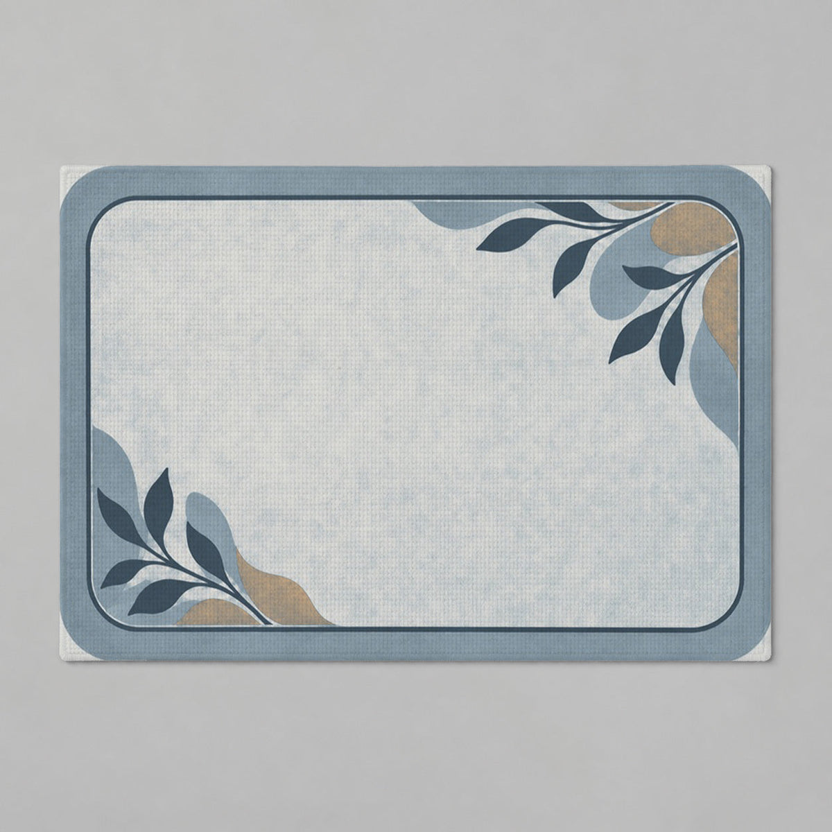 Kartela Diatomite washable stone-look bath mat in Blue, flat product view on a gray background