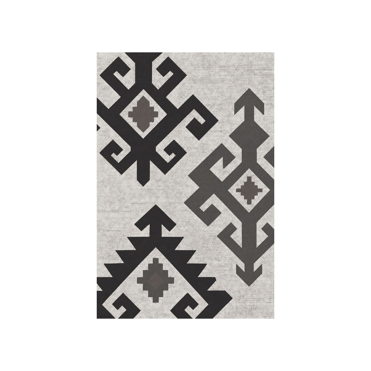 Kartela Woven Traces washable kilim pattern area rug in Charcoal, flat product view on a white background