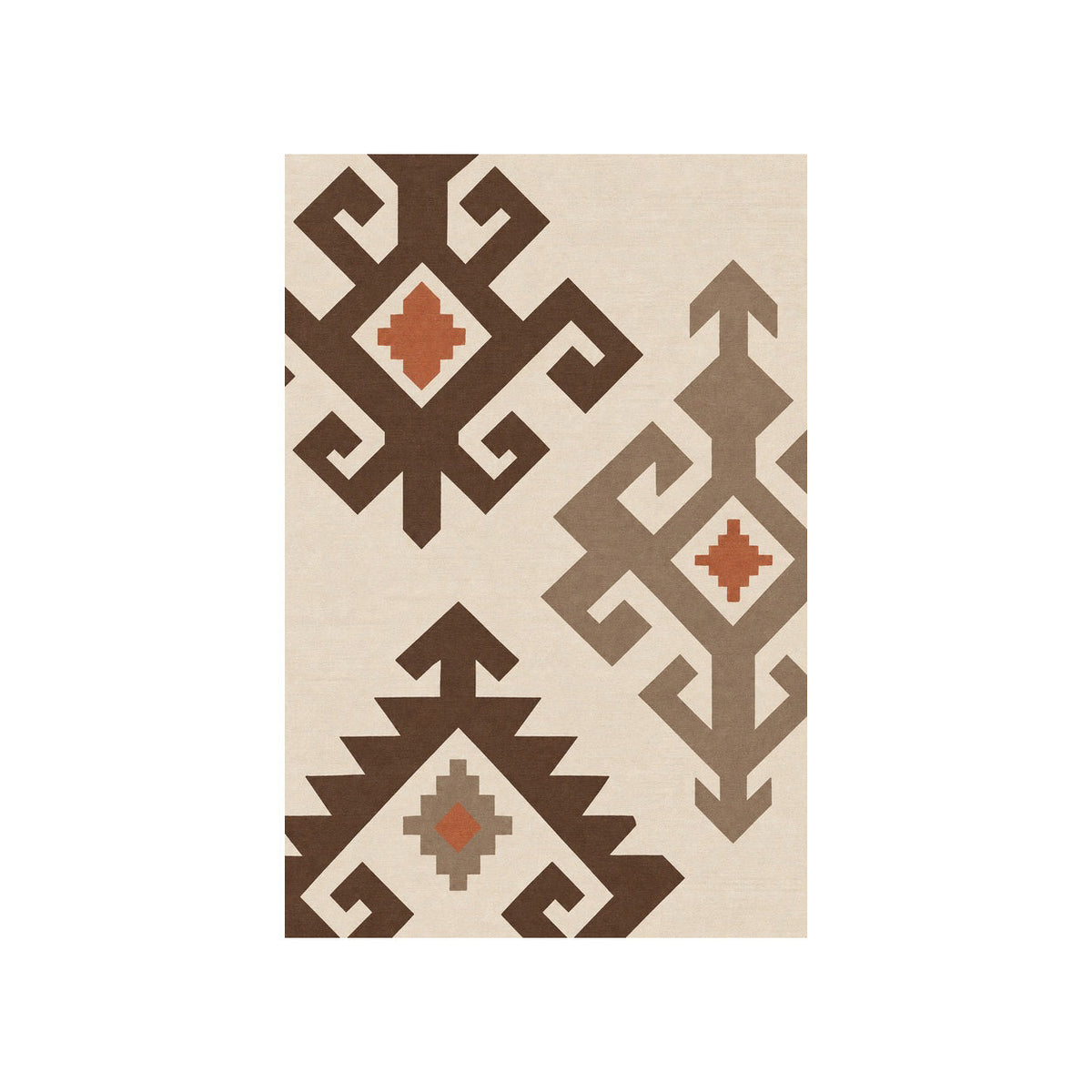 Kartela Woven Traces washable kilim pattern area rug in Beige, flat product view on a white background