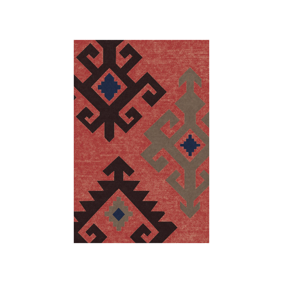 Kartela Woven Traces washable kilim pattern area rug in Red, flat product view on a white background