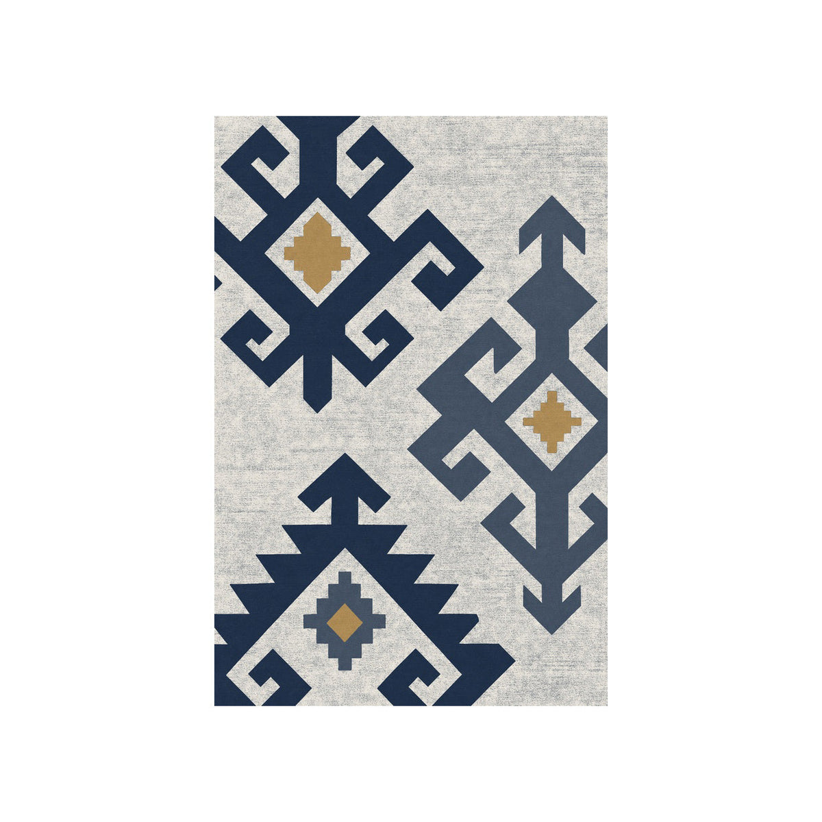 Kartela Woven Traces washable kilim pattern area rug in Navy, flat product view on a white background