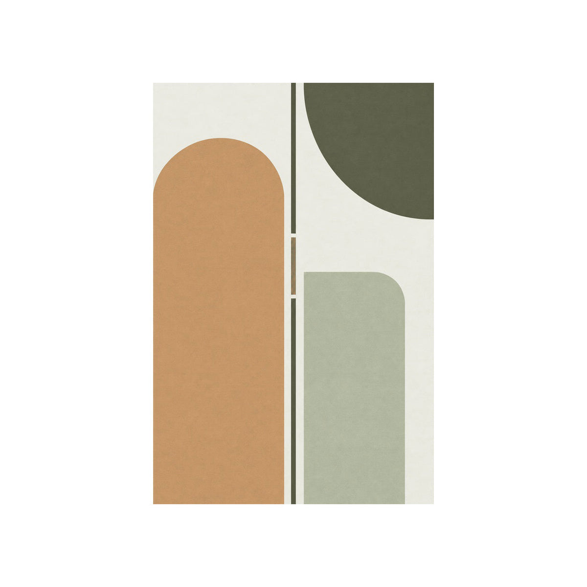 Kartela Axis washable modern arch area rug in Sage Green, flat product view on a white background
