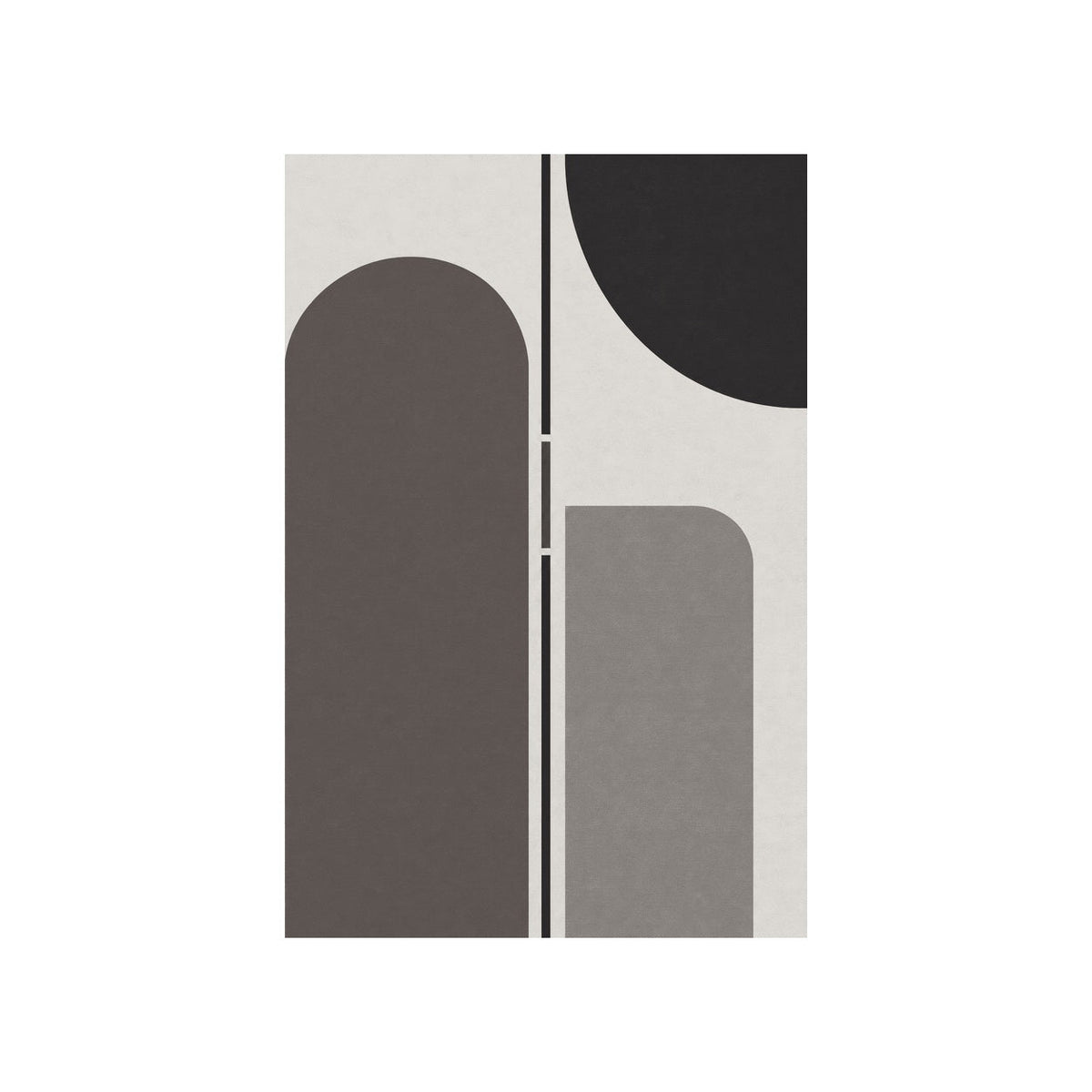 Kartela Axis washable modern arch area rug in Charcoal, flat product view on a white background