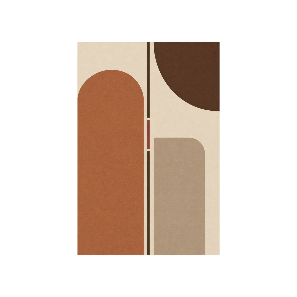 Kartela Axis washable modern arch area rug in Beige, flat product view on a white background