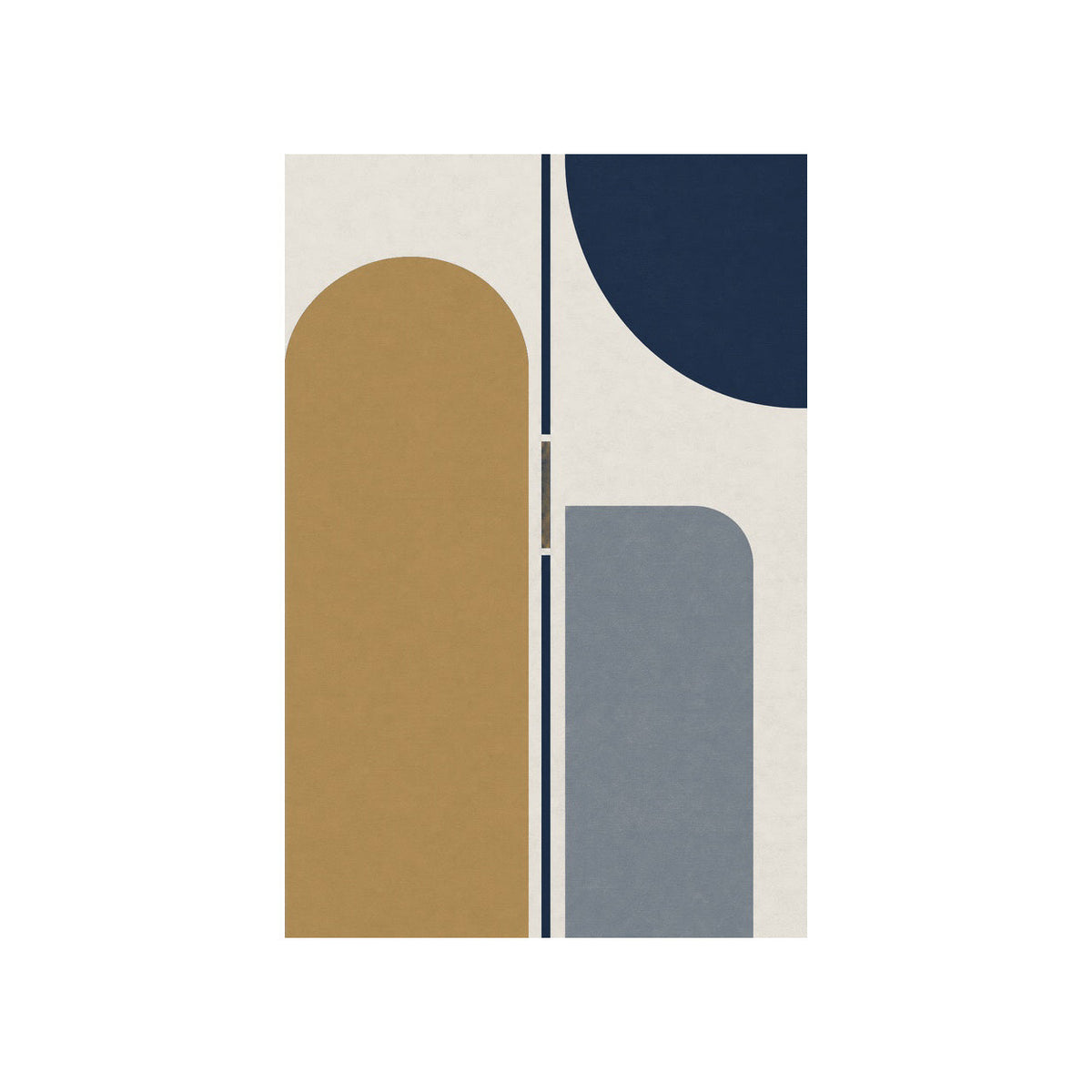 Kartela Axis washable modern arch area rug in Navy, flat product view on a white background
