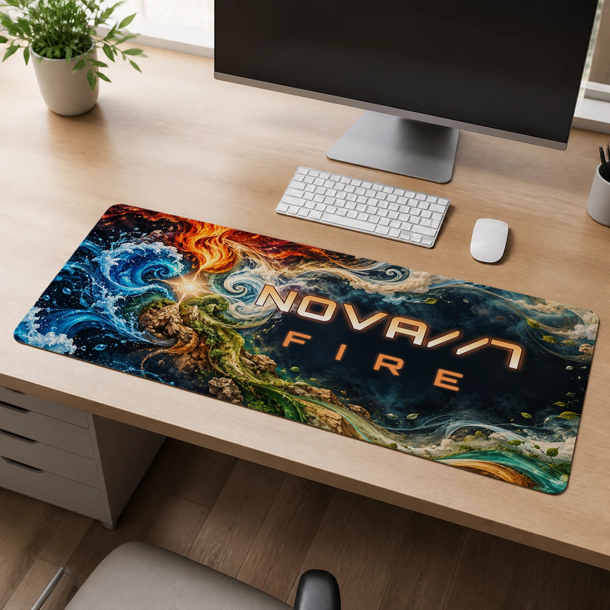 Personalized Element Core Gaming Deskmat with sample personalization