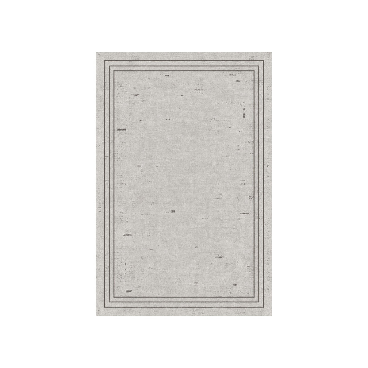 Kartela Weathered Line washable distressed bordered area rug in Light Gray, flat product view on a white background