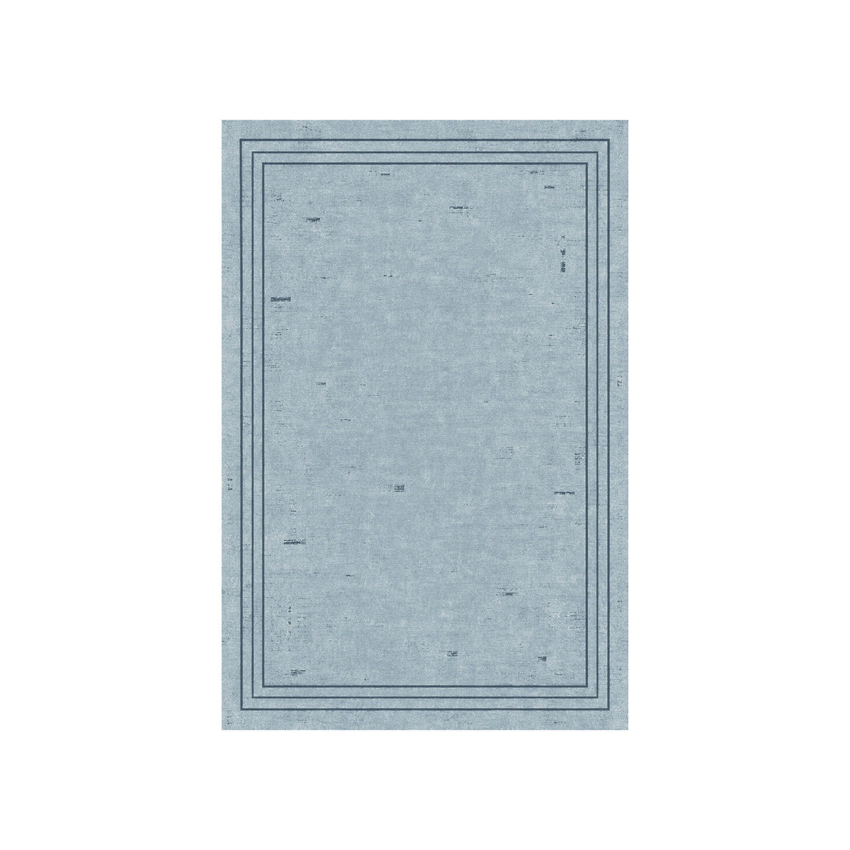 Kartela Weathered Line washable distressed bordered area rug in Blue, flat product view on a white background