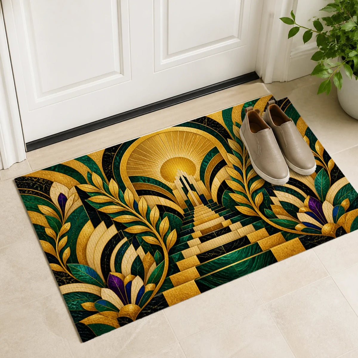 Golden Entry Plutus Vibe doormat mockup view 3