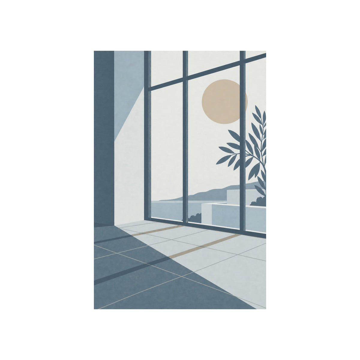 Kartela Daylight washable modern sea view area rug in Blue, flat product view on a white background