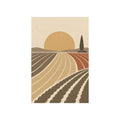 Kartela Sunfield washable modern landscape area rug in Beige, flat product view on a white background