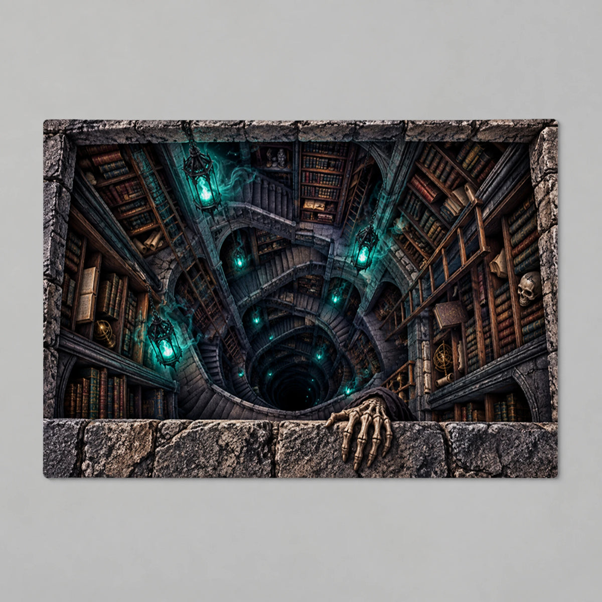 Haunted Archive Descent 3D Halloween Doormat flat product view