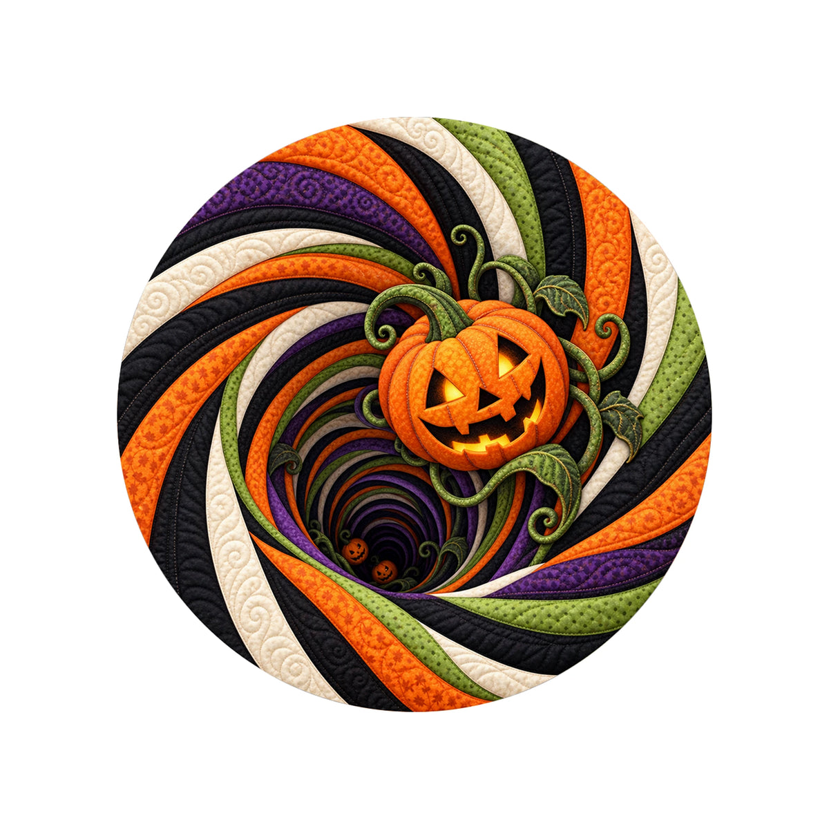 Pumpkin Portal Rise 3D Halloween Round Rug flat product view