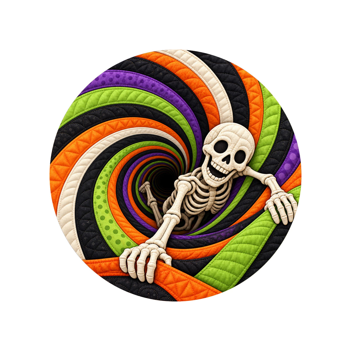 Skeleton Candy Vortex 3D Halloween Round Rug flat product view