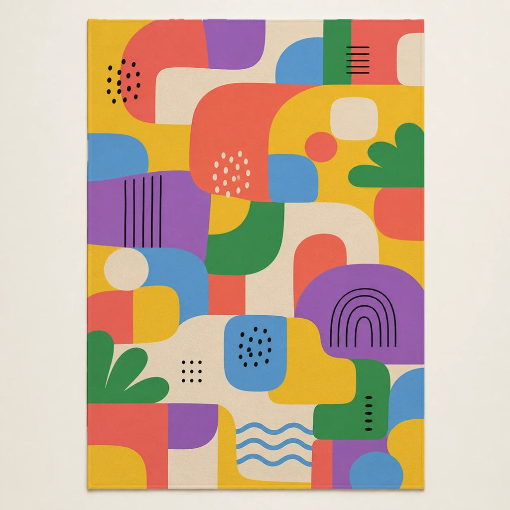Happy Blocks Color Pop fleece blanket mockup view 1
