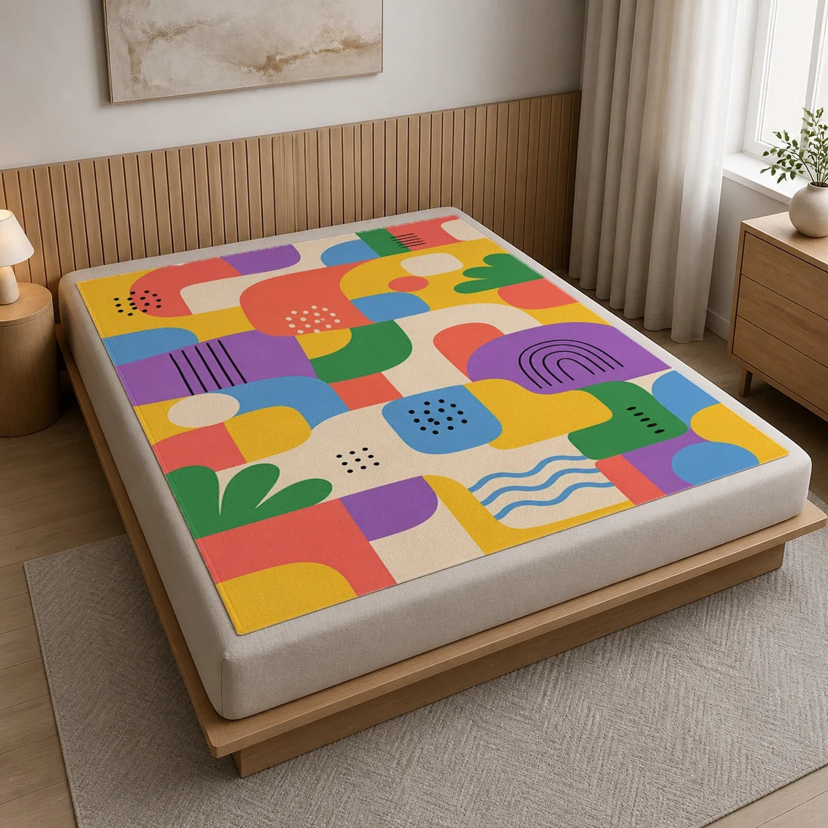 Happy Blocks Color Pop fleece blanket mockup view 3