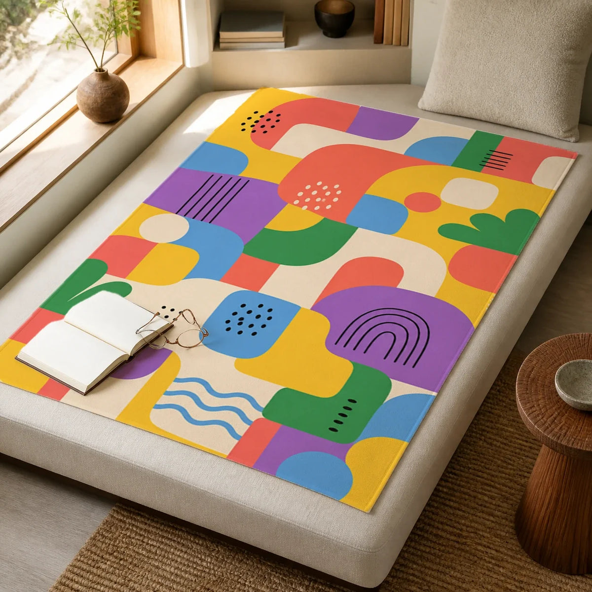 Happy Blocks Color Pop fleece blanket mockup view 4