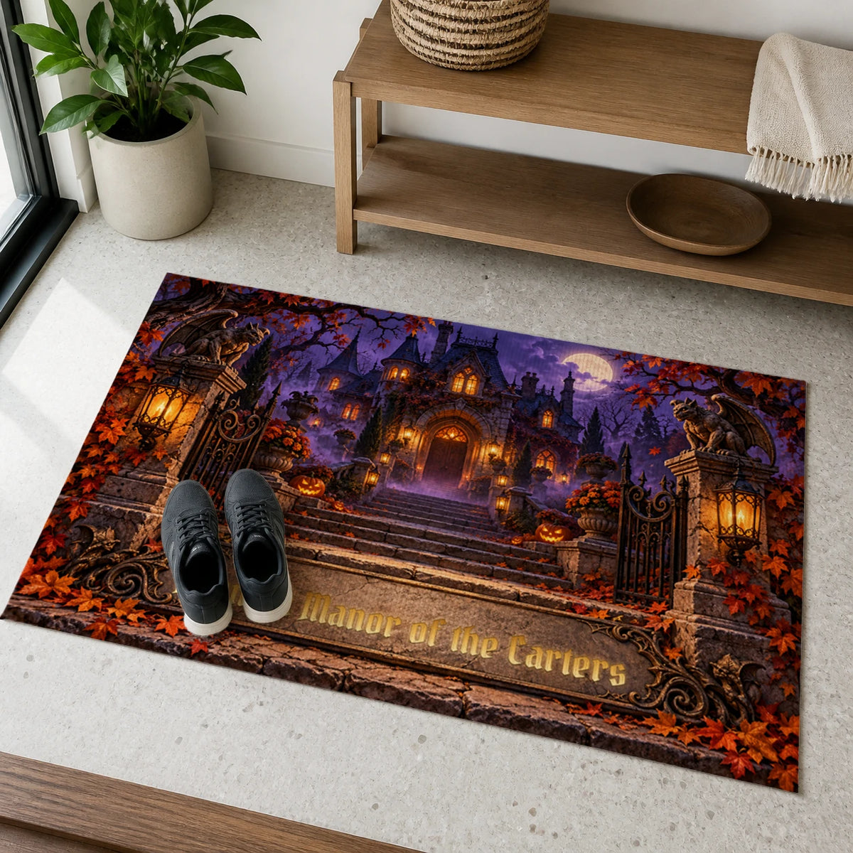 Personalized Haunted Manor Family 3D Doormat with sample personalization
