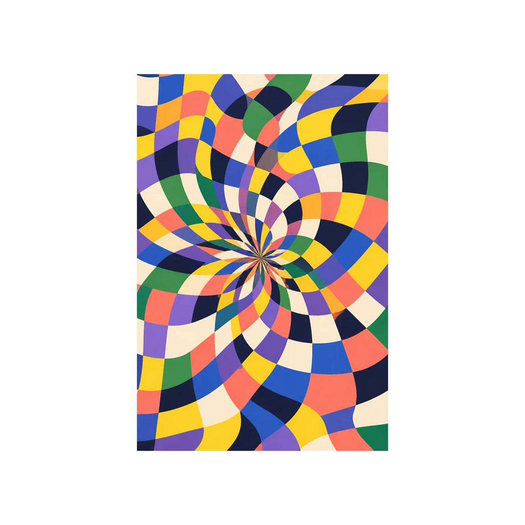 Expressive Checkerboard Colorful Optical Area Rug — main product view