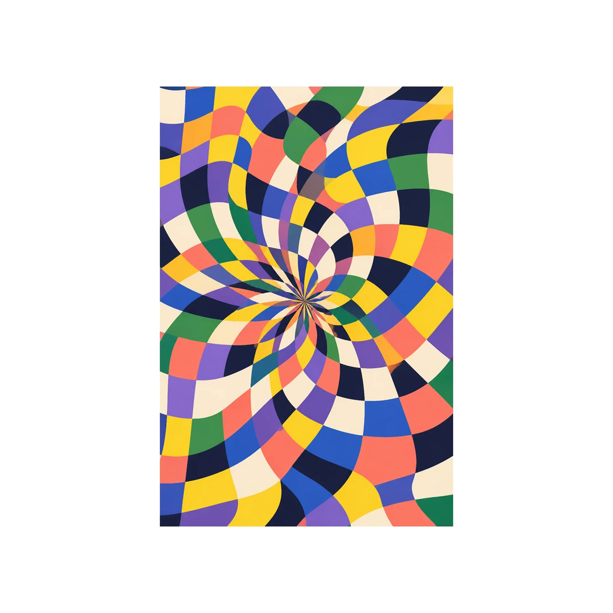 Expressive Checkerboard Colorful Optical Area Rug — main product view