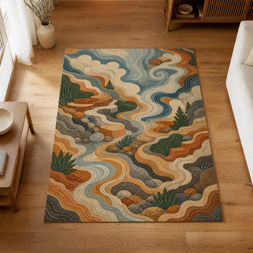 Earth and Air Balance Nature-Inspired Area Rug — styled in a living space