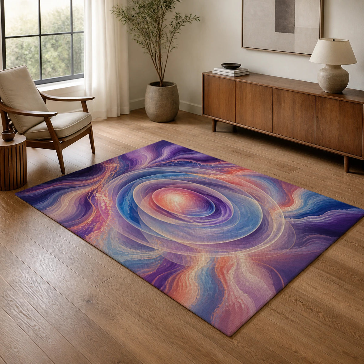 Abstract Portals Dreamlike Modern Area Rug — texture and edge detail