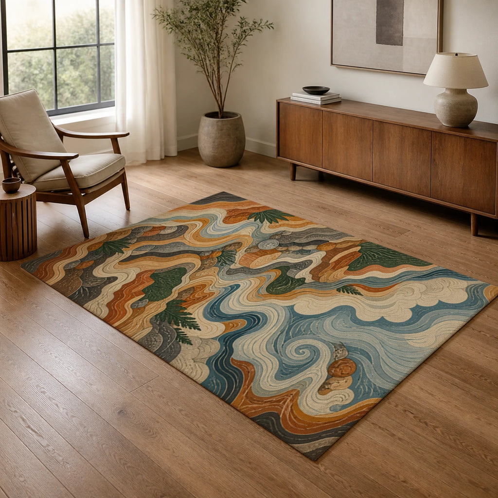 Earth and Air Balance Nature-Inspired Area Rug — texture and edge detail