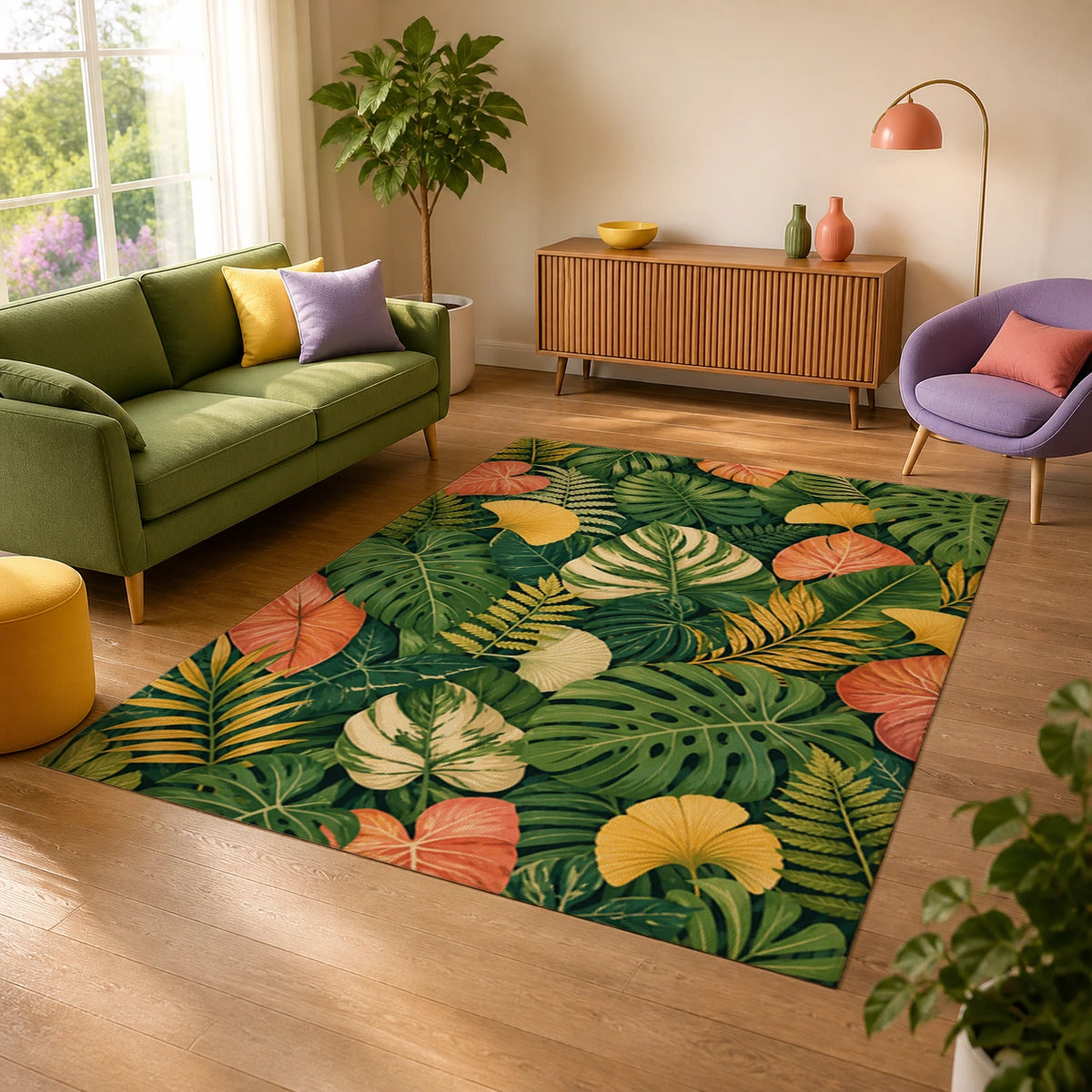 Botanical Canopy Green Botanical Area Rug — alternate angle