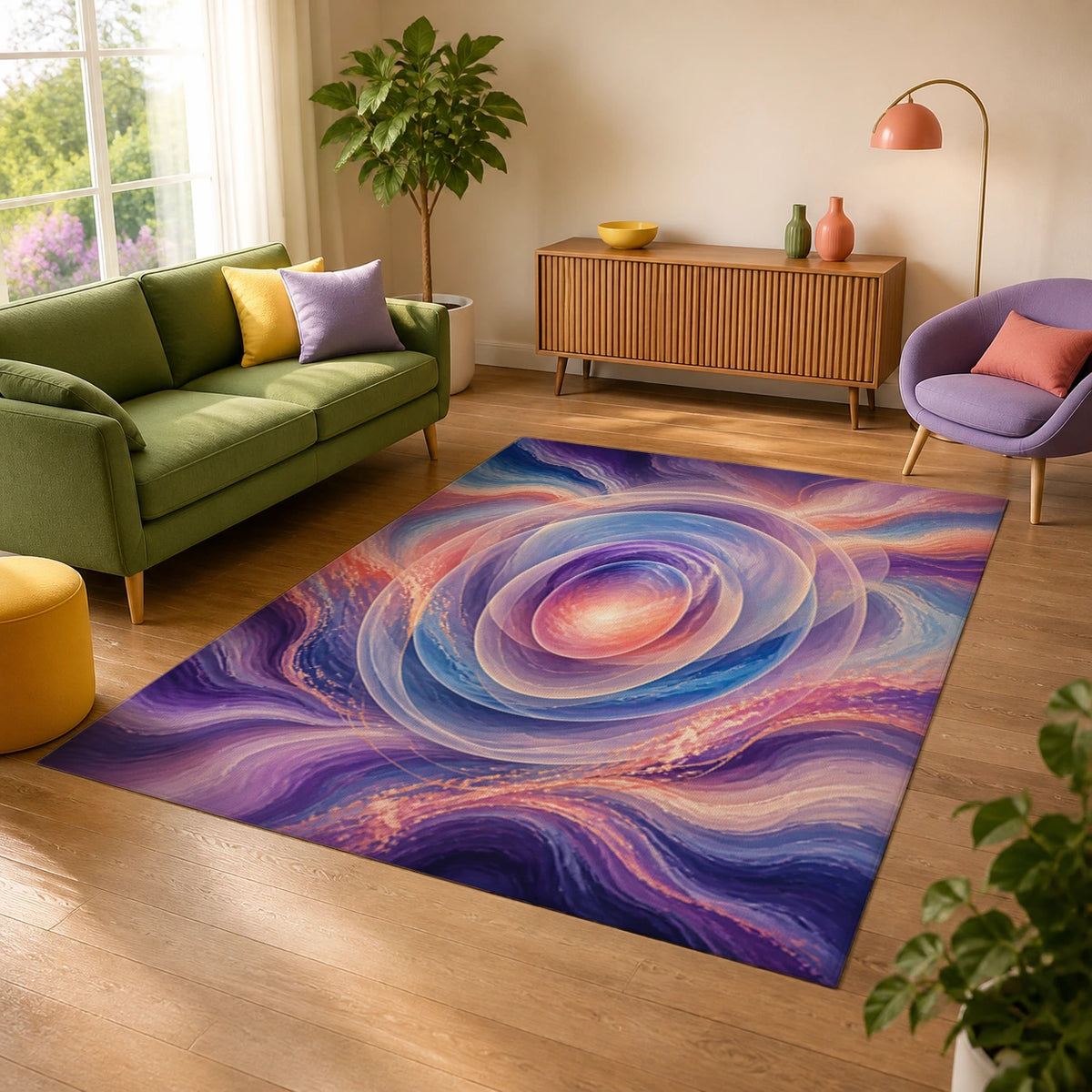 Abstract Portals Dreamlike Modern Area Rug — alternate angle