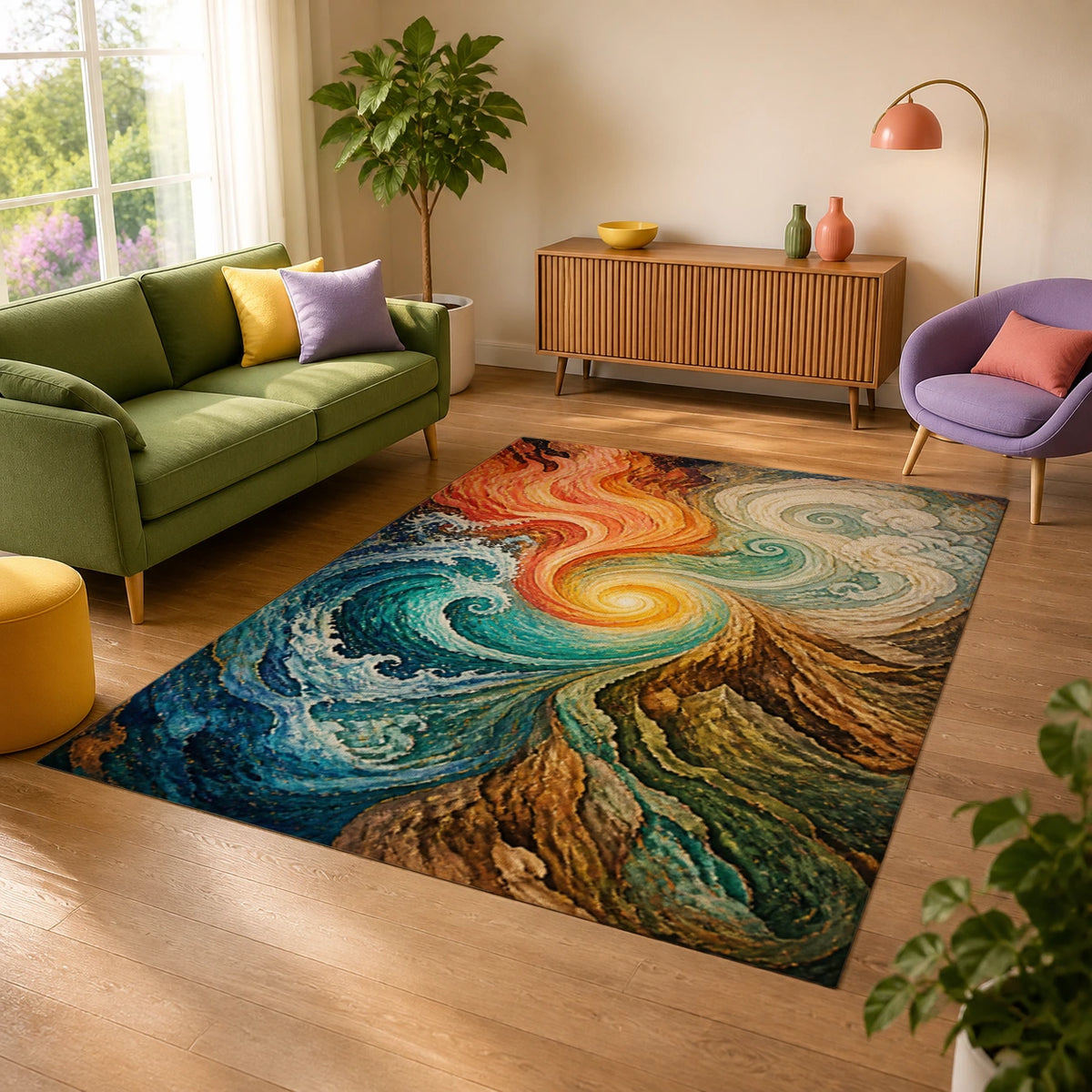 Four Element Convergence Statement Area Rug — alternate angle