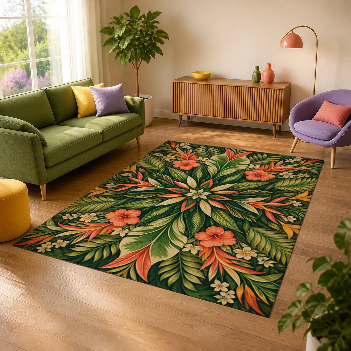 Tropical Rhythm Botanical Statement Area Rug — alternate angle